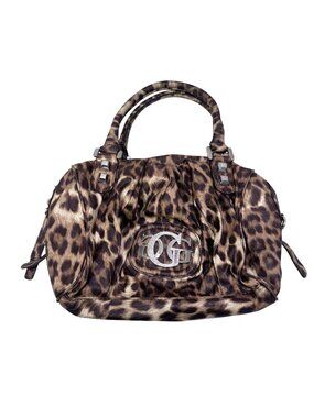 Guess Y2K Leopard Print Hobo Slouch Shoulder Bag Purse Rhinestone Bling G Logo